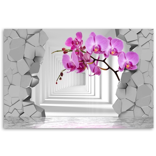 Obraz na plátně, Orchidej na abstraktním 3D pozadí