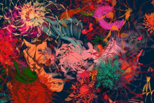 Samolepiaca tapeta abstraktné kvetiny