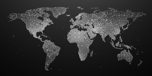 Obraz nočná čiernobiela mapa sveta