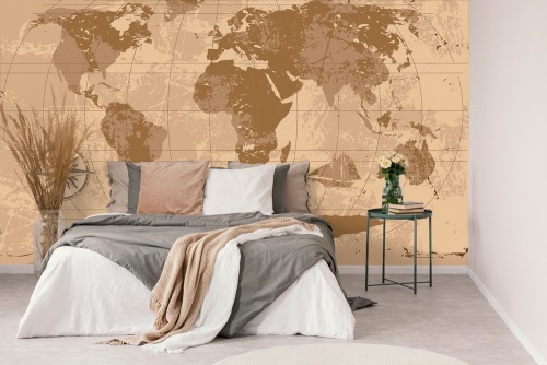 Samolepiaca tapeta rustikálna mapa sveta