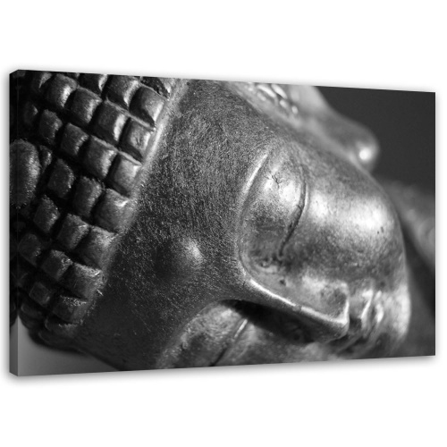 Obraz na plátně Hlava Buddhy černá a bílá