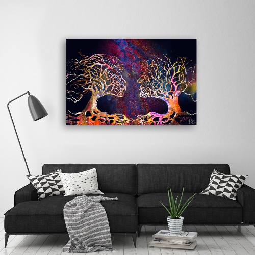 Obraz na plátně, Dvojice stromů polibku abstrakce