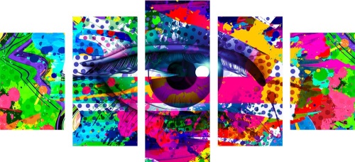 5-dielny obraz ľudské oko v pop-art štýle