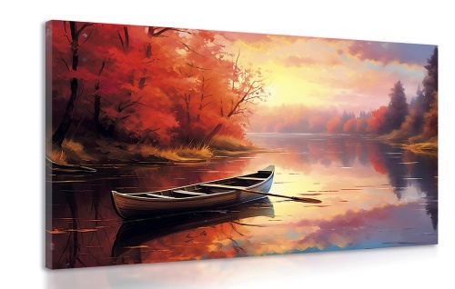 Obraz čln v pokojnom východe slnka