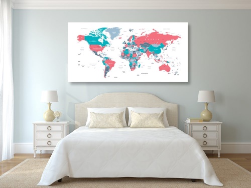 Obraz mapa sveta s pastelovým nádychom