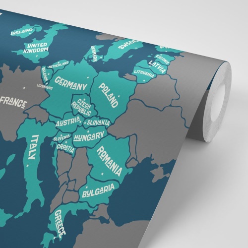 Tapeta náučná mapa s názvami krajín EÚ