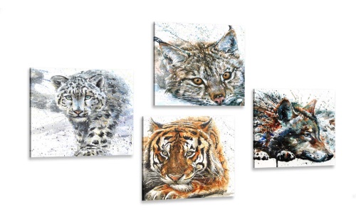 Set obrazov zvieratá v nádhernom akvarelovom prevedení