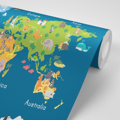 Samolepiaca tapeta mapa sveta pre deti