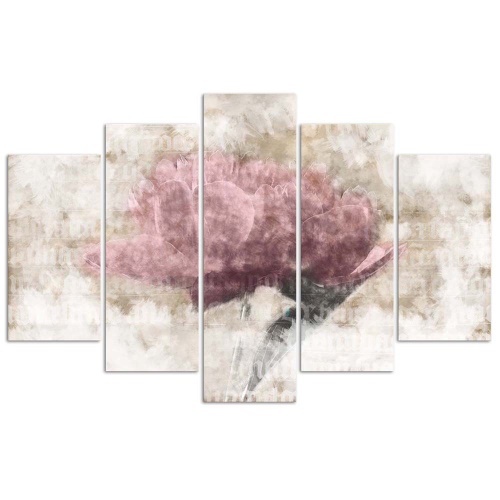 Obraz na plátně pětidílný Růžový vintage květ