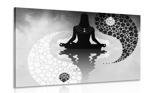 Obraz jin a jang jóga v čiernobielom prevedení