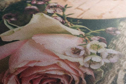 Obraz ruža a srdiečko vo vintage prevedení