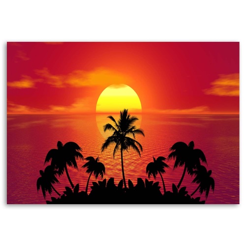Obraz na plátně Západ slunce a palmy