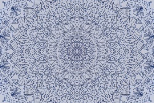 Samolepiaca tapeta detailná ozdobná Mandala v modrej farbe