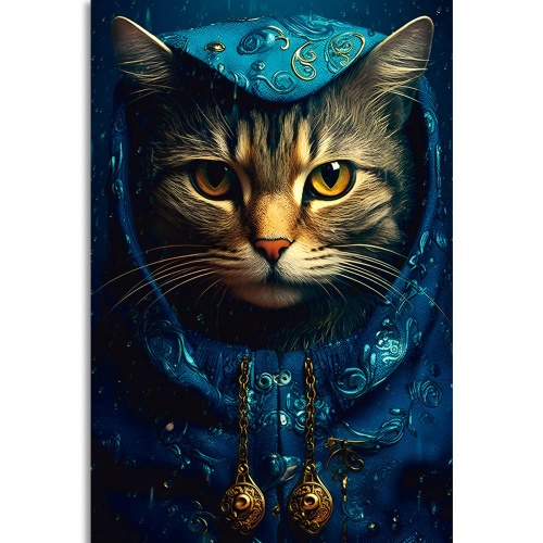 Obraz modro-zlatá mačka