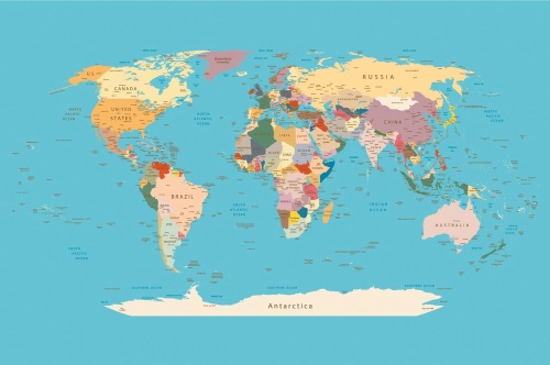 Samolepiaca tapeta mapa sveta s názvami
