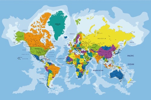 Samolepiaca tapeta farebná mapa sveta