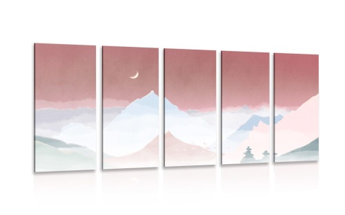 5-dielny obraz mesiac nad pastelovými horami