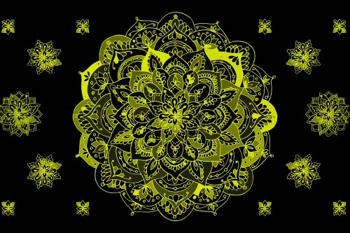 Samolepiaca tapeta žltá Mandala