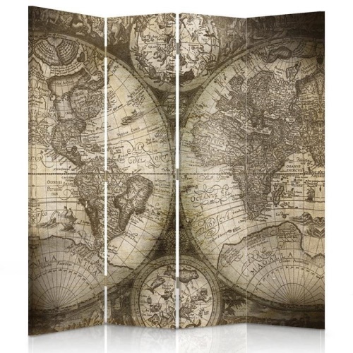 Ozdobný paraván, Starožitná mapa světa