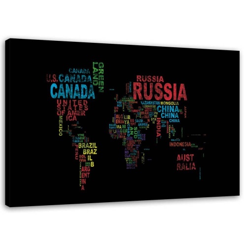 Obraz na plátně Názvy zemí na mapě světa