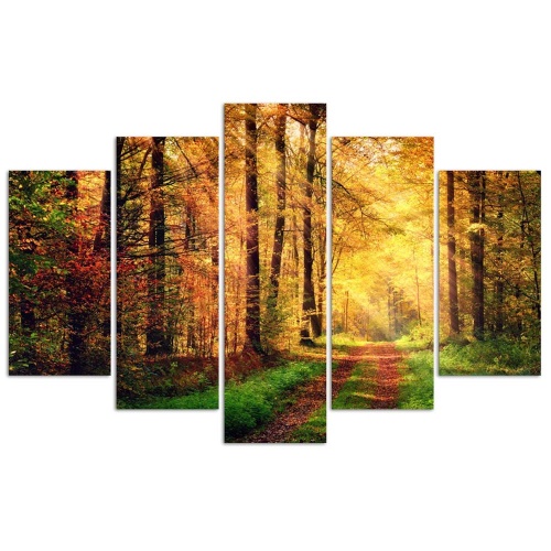 Obraz na plátně pětidílný Lesní podzim