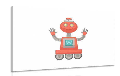 Obraz s motívom robota v červenej farbe