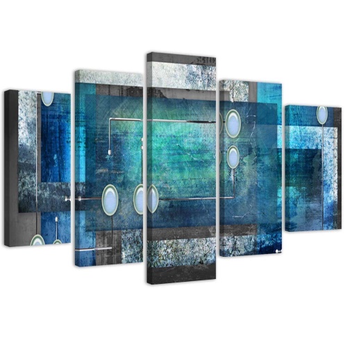 Obraz na plátně pětidílný Abstraktní tyrkysově modrá