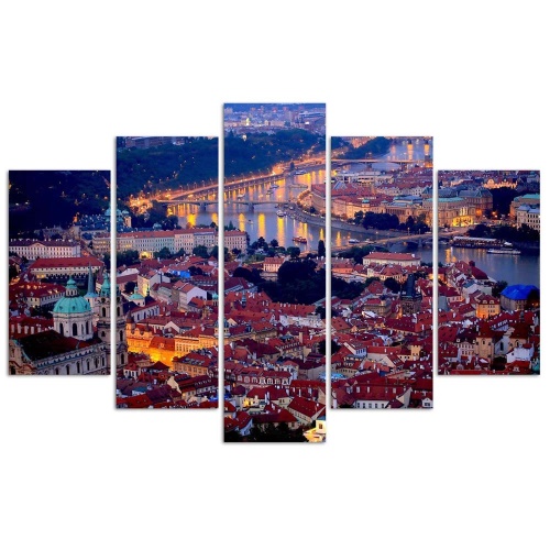 Obraz na plátně pětidílný Mosty města Prahy