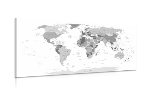 Obraz čiernobiela mapa s názvami