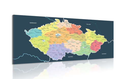 Obraz mapa Česka s tmavým pozadím