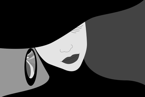 Samolepiaca tapeta čiernobiela nóbl dáma v klobúku