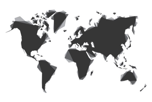 Obraz abstraktná mapa sveta v čiernobielom prevedení