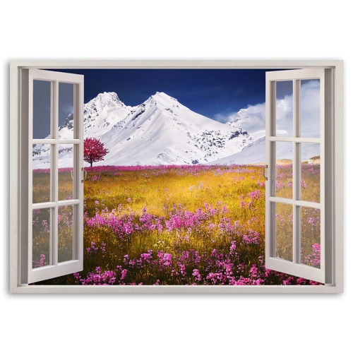 Obraz na plátně Pohled z okna Květná hora Laka