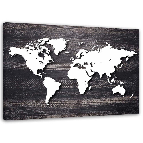 Obraz na plátně Mapa světa Wood Grey Office
