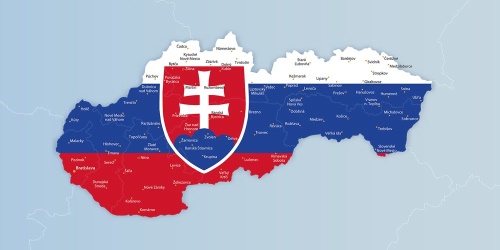 Obraz mapa Slovenska so štátnym znakom
