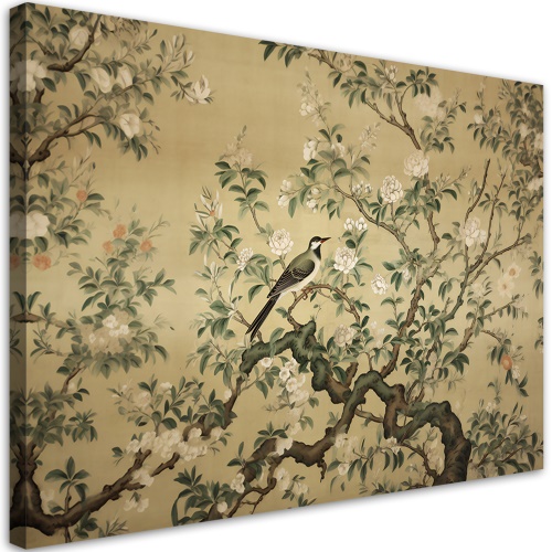 Obraz na plátně, pták abstraktní chinoiserie