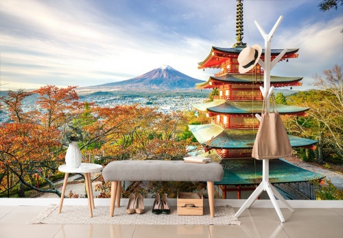Fototapeta výhľad na Chureito Pagoda a horu Fuji