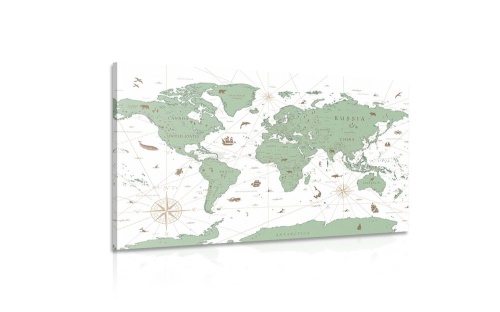 Obraz mapa v zelenom prevedení