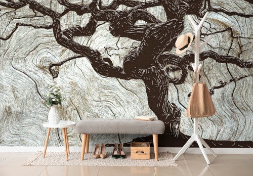 Samolepiaca tapeta abstraktný strom na dreve