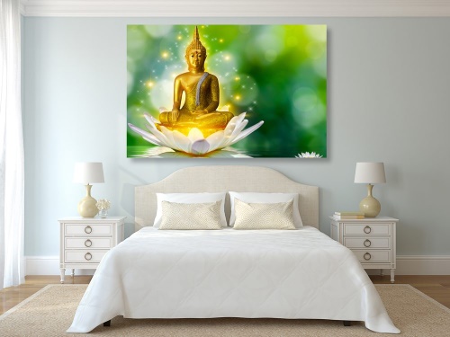 Obraz zlatý Budha na lotosovom kvete