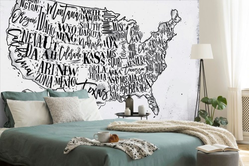 Samolepiaca tapeta šedá mapa USA s jednotlivými štátmi