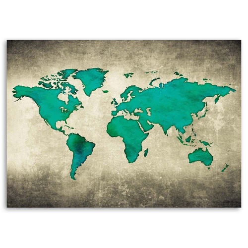 Obraz na plátně Mapa světa zelená