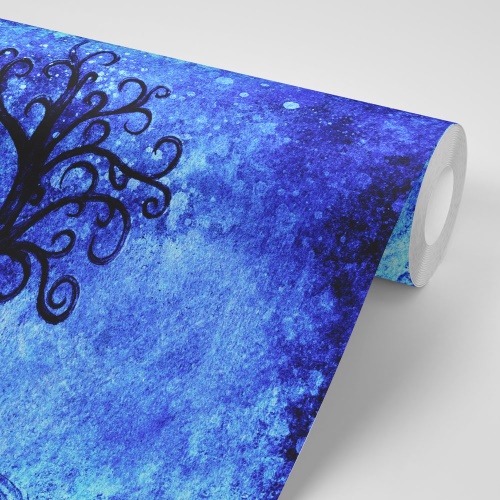 Samolepiaca tapeta strom života na modrom pozadí