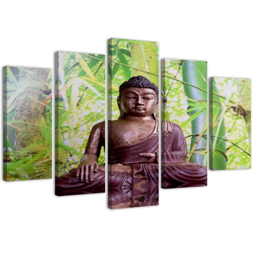 Obraz na plátně pětidílný Buddha Meditation Green