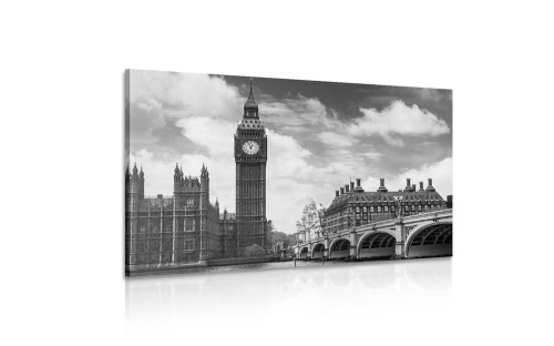 Obraz Big Ben v Londýne v čiernobielom prevedení