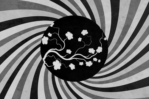 Tapeta čiernobiele azíjské grunge pozadie
