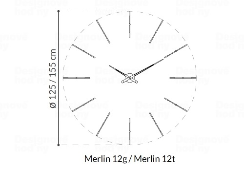 Designové nástěnné hodiny Nomon Merlin Walnut Graphite 155cm