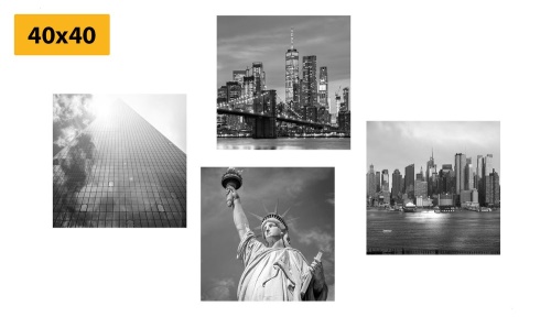 Set obrazov čiernobiely New York