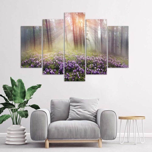 Obraz na plátně pětidílný Mlžný les Květiny