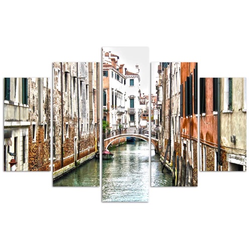Obraz na plátně pětidílný Benátský kanál Itálie Město
